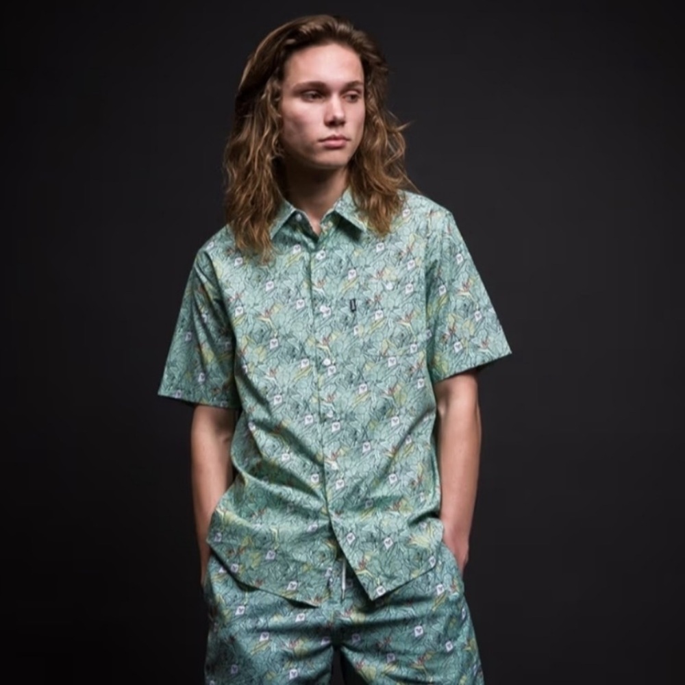 NWOT🔥RIPNDIP Men's Green Leaf Patterned Shortset